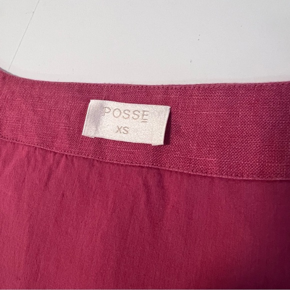 Posse Alice Mini Linen Dress Square Neck Sleeveless Pink Berry Sz XS - Picture 4 of 8